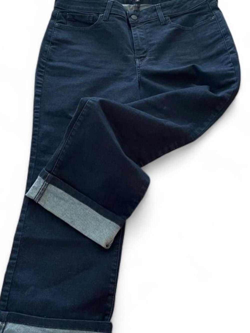 NYDJ Marilyn Straight Jeans Dark Wash Wide Cuff Denim